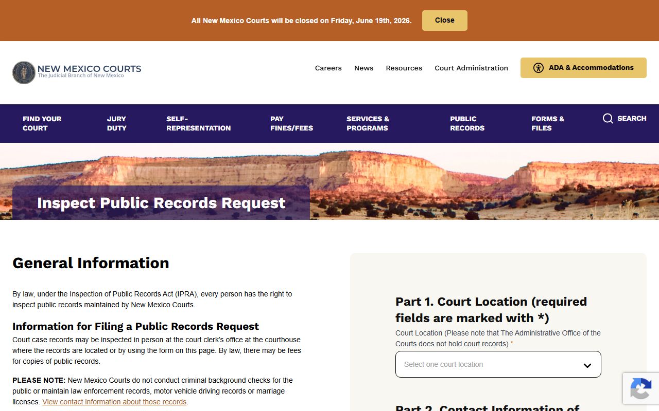 Mora County court records New Mexico Courts IPRA form