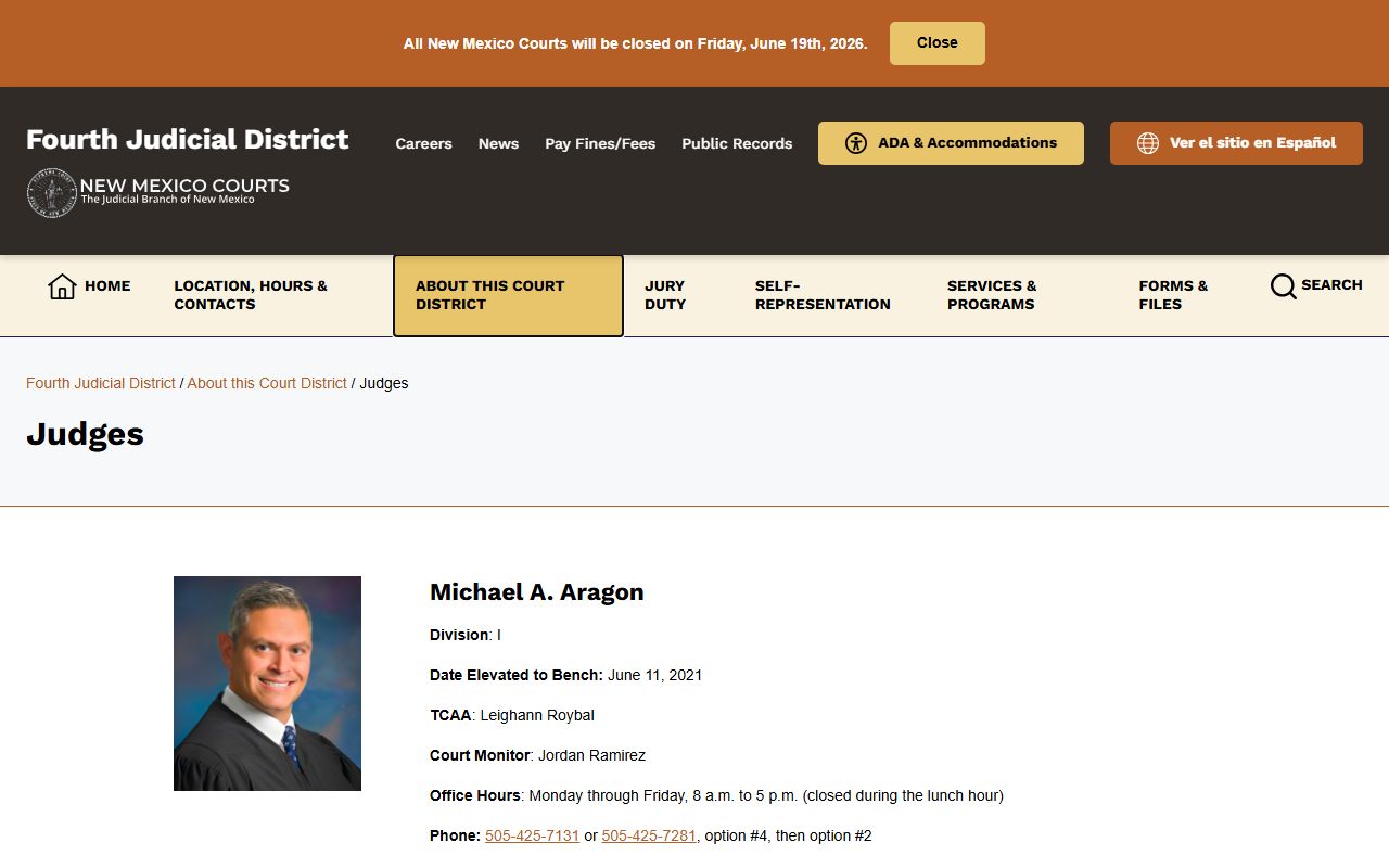 Mora County court records Fourth Judicial District judges