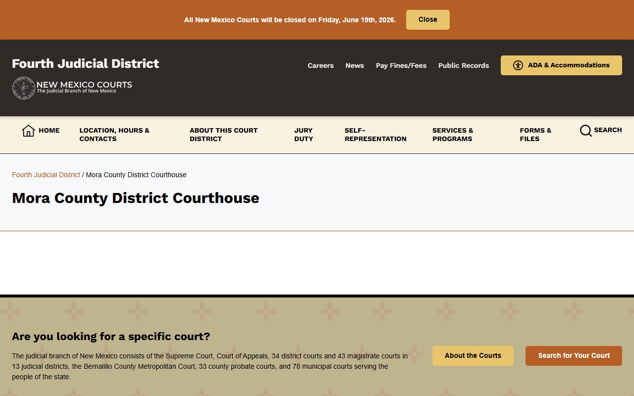 Mora County court records District Court page