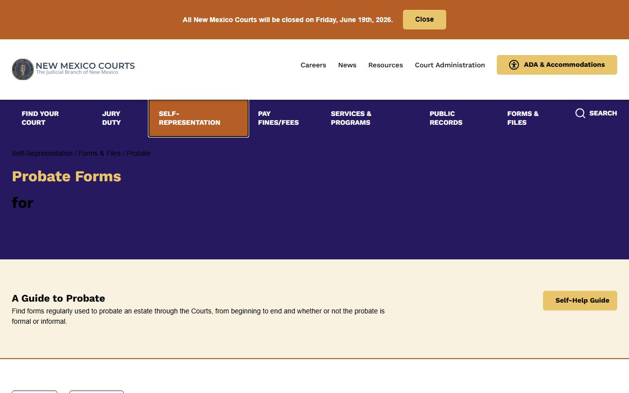 Mora County probate records New Mexico Courts probate forms page