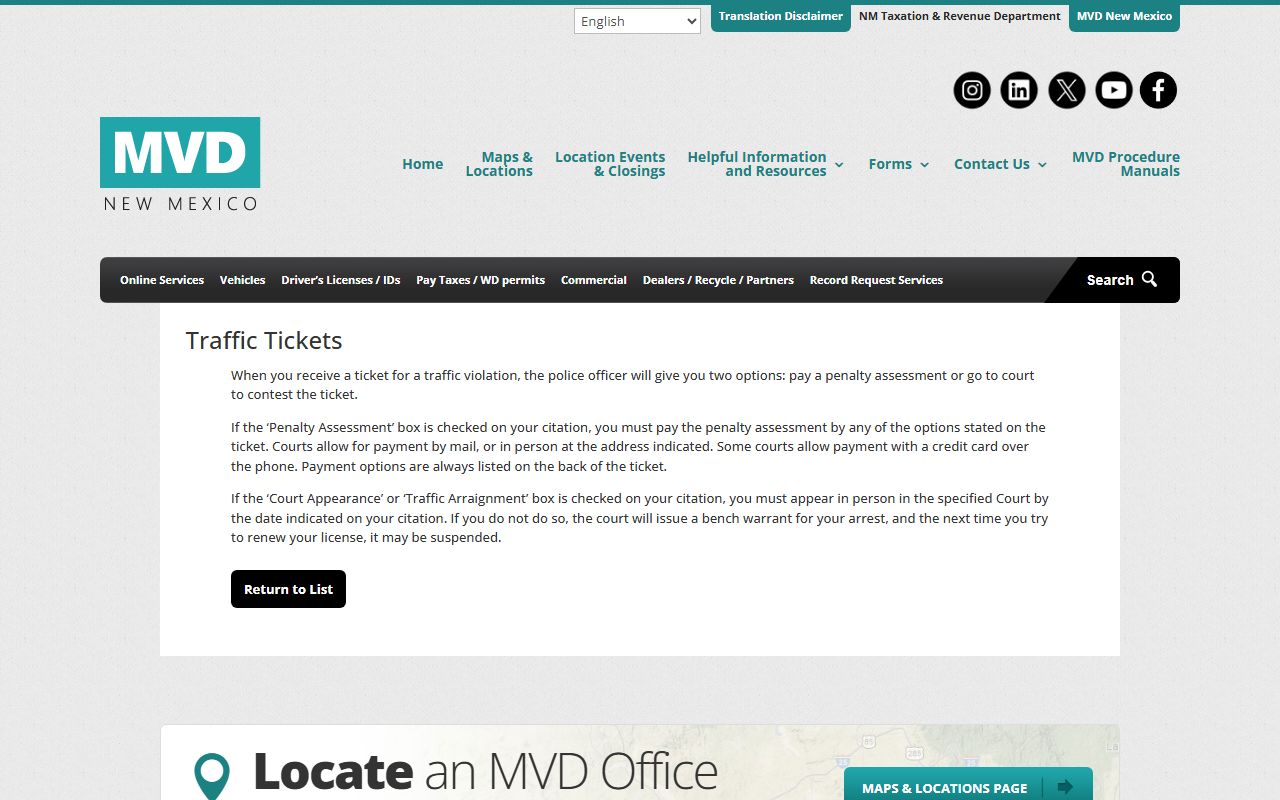 Mora County traffic court records New Mexico MVD traffic tickets page